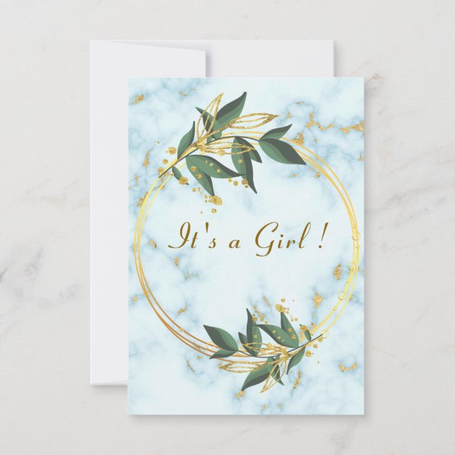 Marble Gold QR Code bébé fille douche Invitation (Dos)