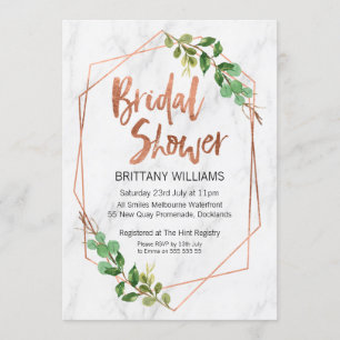Marble Line Art Greenery Invitation douche nuptial