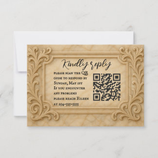 Marble Monarque QR Code Mariage Carte RSVP