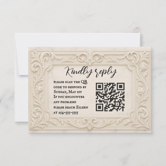 Marble Mystique QR Code Mariage Carte RSVP (Devant)