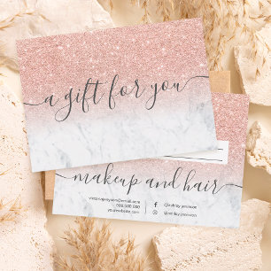 marble rose gold glitter ombre gift certificate
