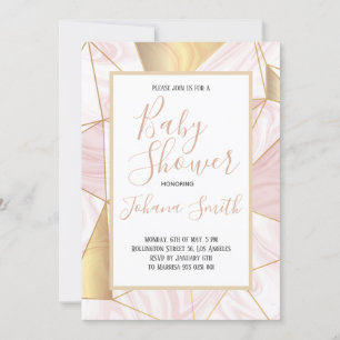 Marble rose or blanc fille Baby shower Invitation