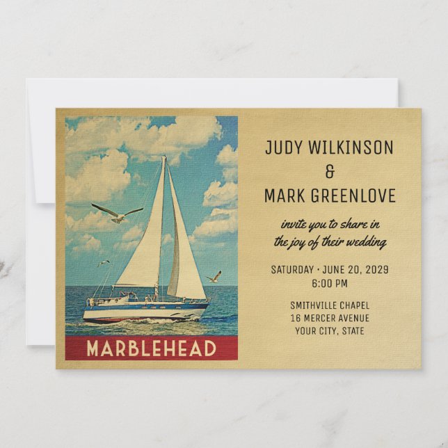 Marblehead Faire-part de mariage bateau (Devant)
