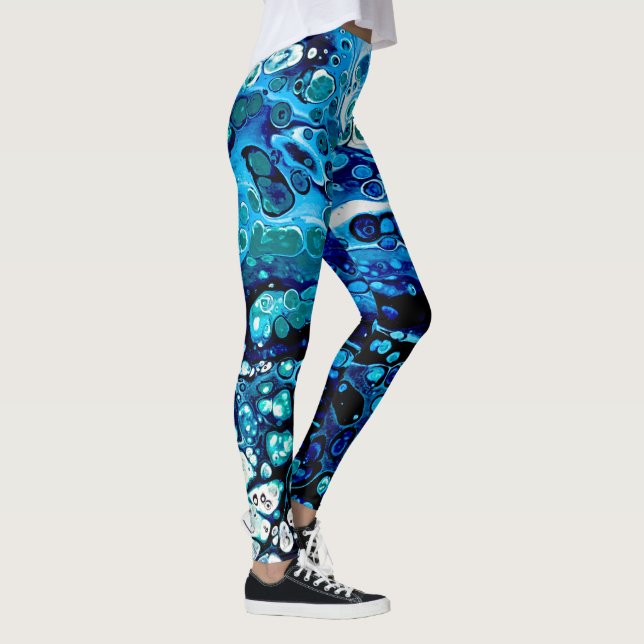 Marbre Abstrait Blue Liquid Water Couleur Leggings (Droite)