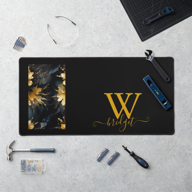 marbre abstrait or noir (Poste de travail)