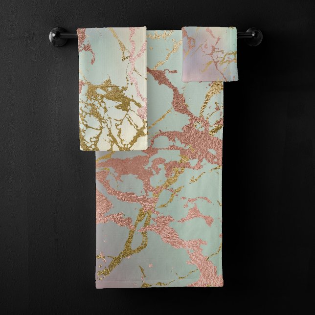 Marbre beige élégant | Mint Sage Green Rose Gold (Créateur téléchargé)