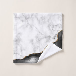 Marbre Blanc Agate Noire Paillettes Dorées