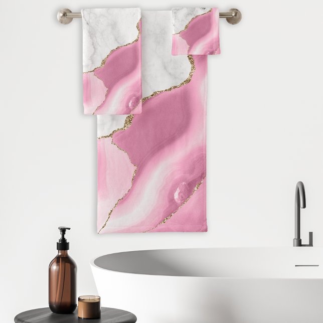 Marbre blanc Agate rose Paillettes dorées (Créateur téléchargé)