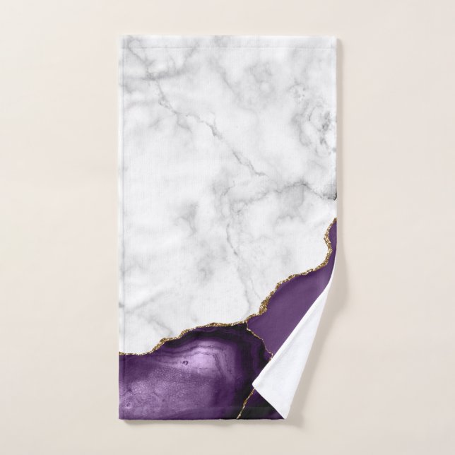 Marbre blanc Agate violet Or Parties scintillant s (Serviette à main)