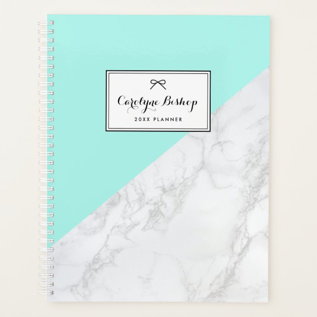 Marbre blanc avec Aqua Accent Planificateur person (Devant)