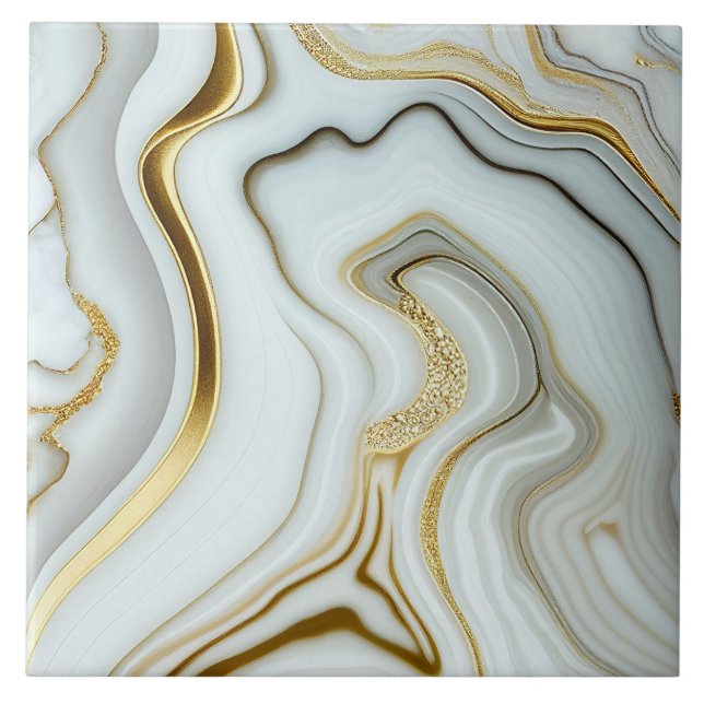 Marbre blanc avec carreau de céramique doré (Devant)