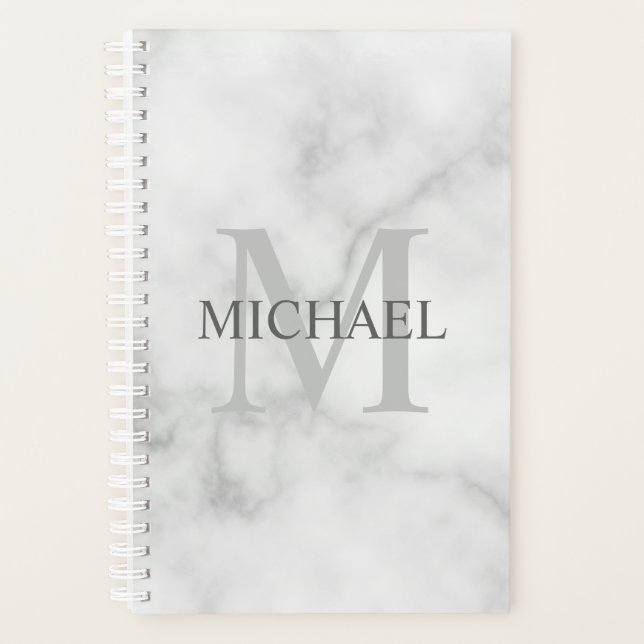 Marbre blanc classique Monogramme personnalisé et  (Devant)