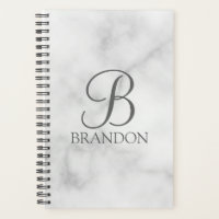 Marbre blanc de script personnalisé Monogramme et