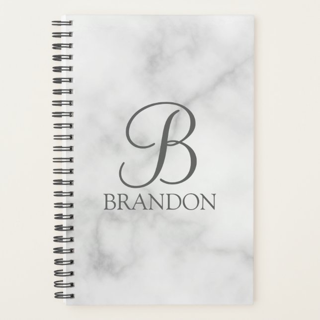 Marbre blanc de script personnalisé Monogramme et  (Devant)