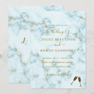 Marbre blanc d'or Faire-part de mariage et Champag