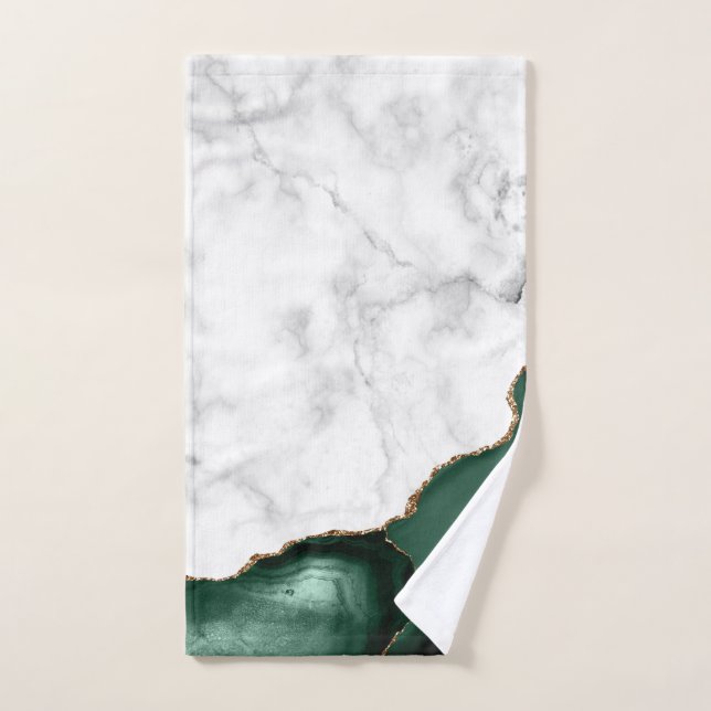 Marbre Blanc Doré Agate Vert Emeraude (Serviette à main)