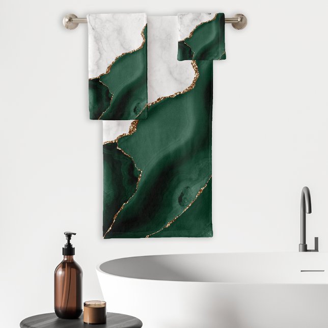 Marbre Blanc Doré Agate Vert Emeraude Bain (Créateur téléchargé)