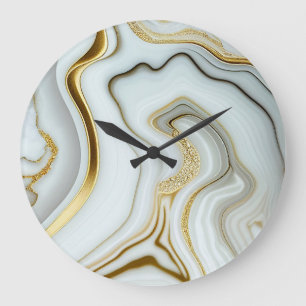 Marbre blanc élégant avec Gold Large Horloge
