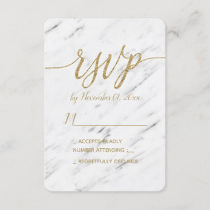 Marbre blanc élégant & Gold Foil Wedding RSVP