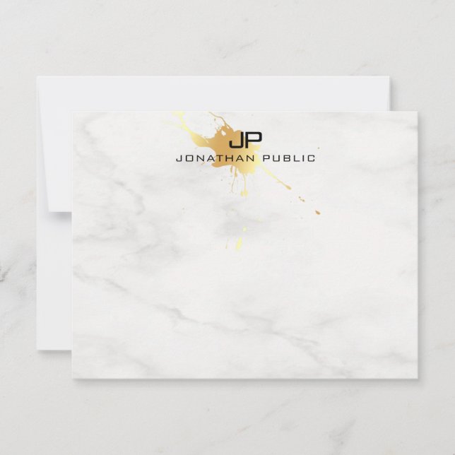 Marbre blanc Elegant Gold Splash Monogram Modèle (Devant)