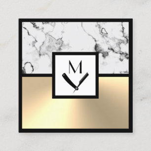 Marbre blanc et carte de visite carré or Faux