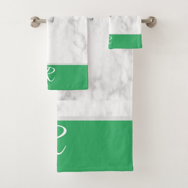 Marbre blanc et vert Monogramme initial (En situation)