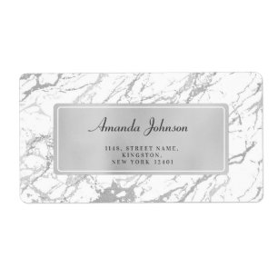 Marbre blanc gris argenté Étiquettes d'adresse de 
