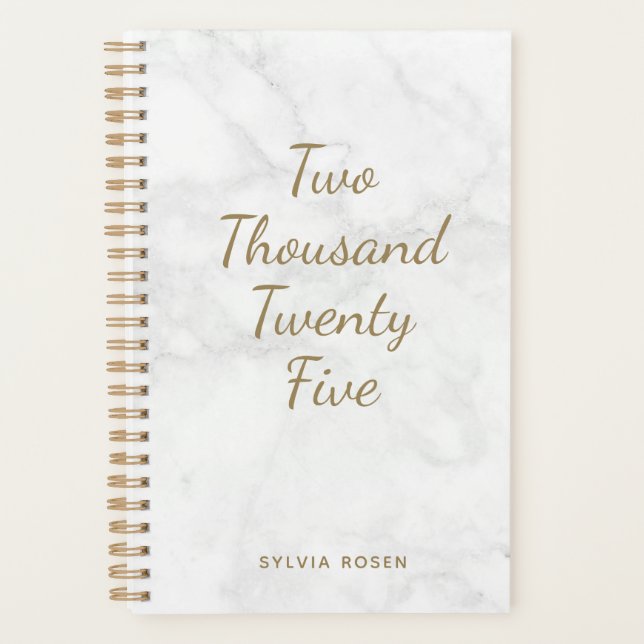 Marbre blanc gris moderne 2025 Planificateur perso (Devant)