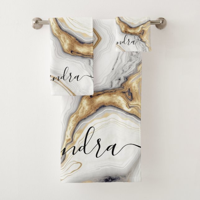 Marbre blanc gris or brillant moderne élégant (En situation)