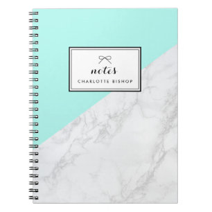 Marbre blanc moderne avec Carnet Aqua Blue Block