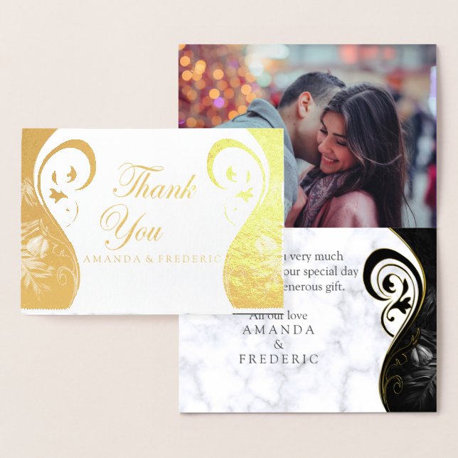 Marbre blanc moderne Carte de remerciements Abstra (Affichage)