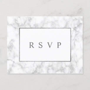 Marbre blanc moderne mariage RSVP Invitation Postc