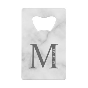 Marbre blanc Monogramme personnalisé et nom
