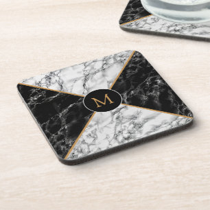 Marbre blanc noir Dessous de verre personnalisé