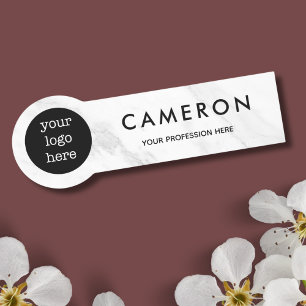Marbre blanc Nom de l'employé Logo Badge