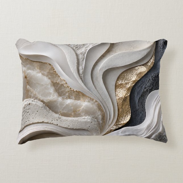 Marbre Blanc Or Abstrait | Coussin de Luxe (Devant)
