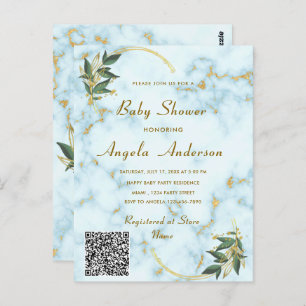 Marbre blanc or QR Code Baby shower Invitation