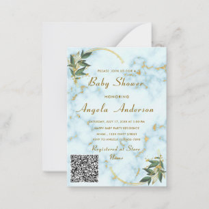 Marbre blanc QR Code Baby shower Invitation