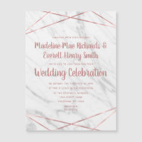 Marbre blanc Rose or Faire-part de mariage magnéti