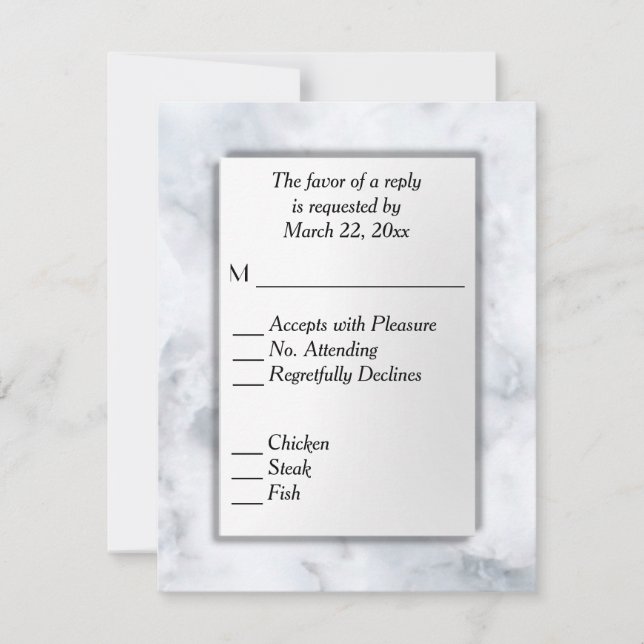 Marbre blanc RSVP avec choix de menu (Devant)