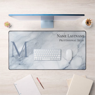Marbre bleu clair à monogramme élégant personnalis