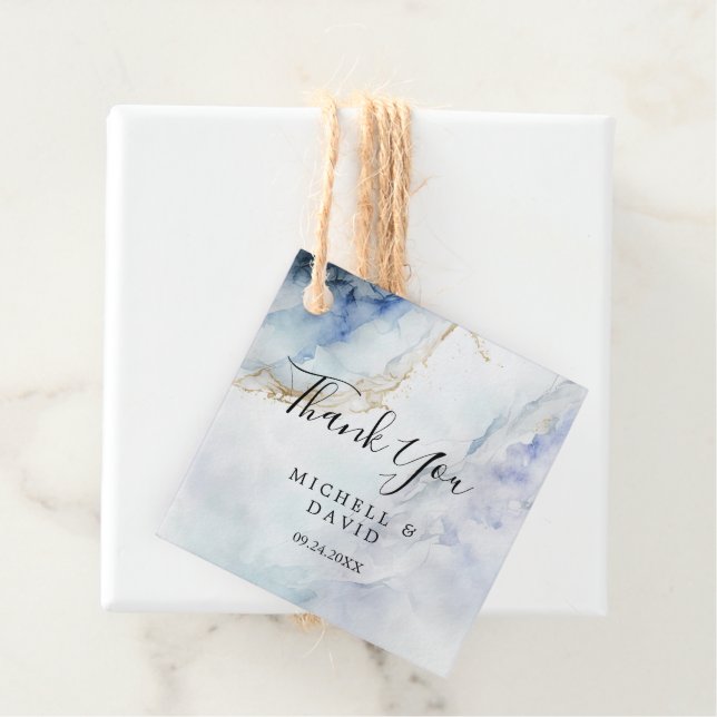 Marbre bleu moderne Merci Favoriser les étiquettes (En situation)