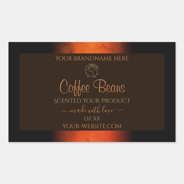 Marbre Brown orange brillant Étiquettes Floral (Devant)