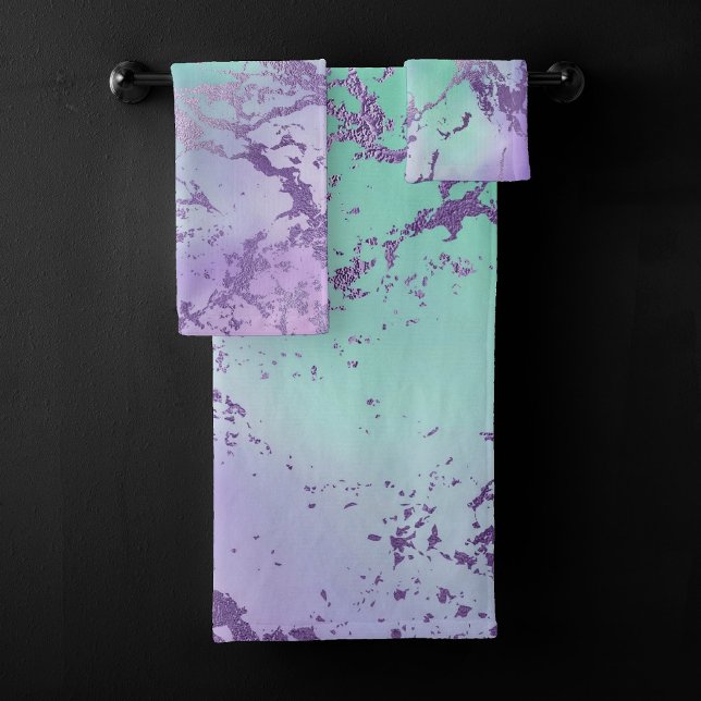 Marbre chic | Lavande violet et vert menthe (Créateur téléchargé)