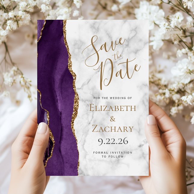 Marbre d'agate d'or violet Enregistrer la carte de (Créateur téléchargé)
