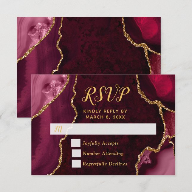 Marbre d'agate rouge et or RSVP (Devant / Derrière)
