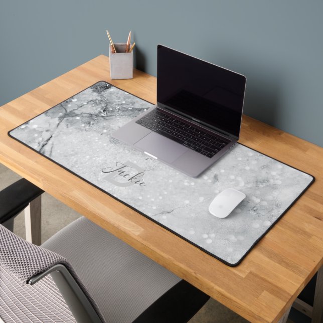 Marbre d'argent et Motif de Parties scintillant Mo (Bureau 2)