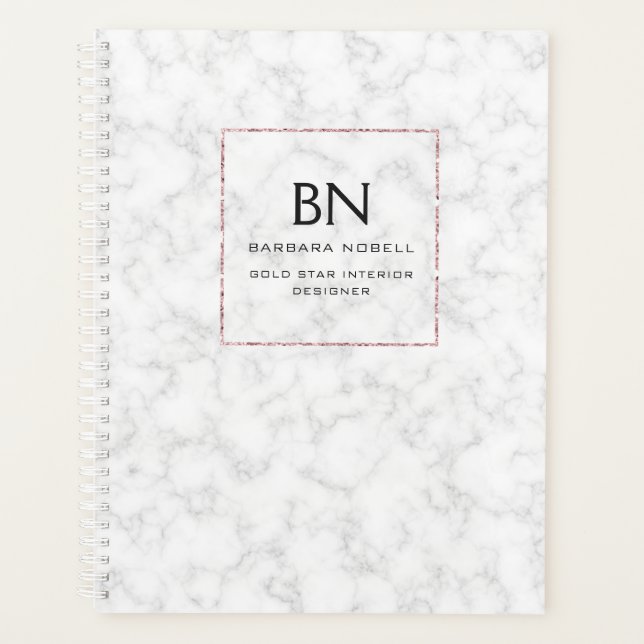 Marbre de luxe Rose Gold Designer Planner (Devant)
