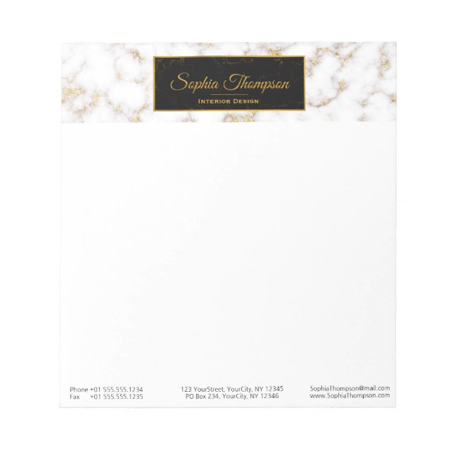 Marbre d'or blanc moderne - Bloc-notes (Devant)