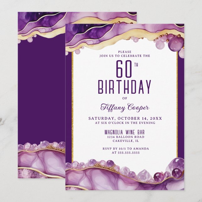 Marbre d'or pourpre 60e Invitation anniversaire (Devant / Derrière)